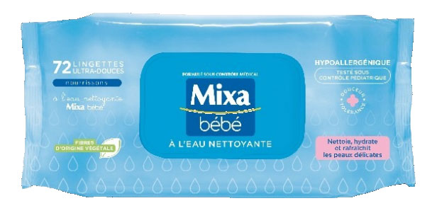 Rappel Consommateur - Détail Mixa bébé lingettes à l'eau nettoyante  physiologique Mixa bébé