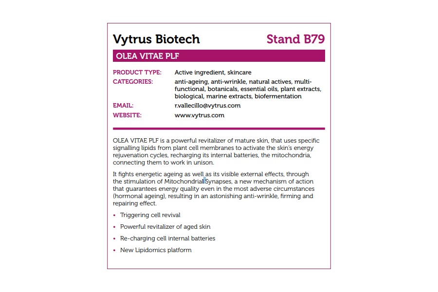 Active ingredients - Gold : Olea Vitae - Vytrus Biotech