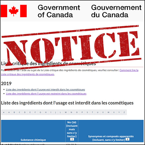 Canada : des modifications de la Liste critique des ingrédients cosmétiques sont à l'étude