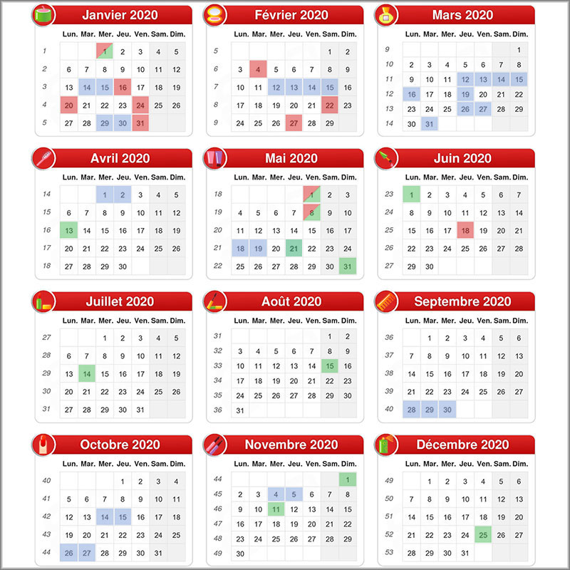L'agenda cosmétique de 2020