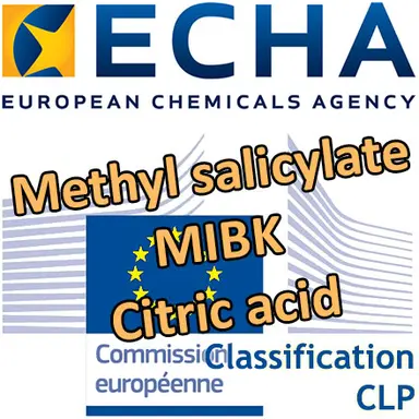Methyl salicylate, MIBK, Citric acid... : Opinions du RAC sur une classification harmonisée