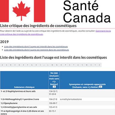 Santé Canada ajuste ses prochaines modifications de la Liste Critique des ingrédients cosmétiques
