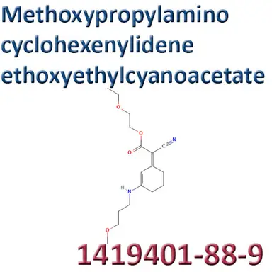 Methoxypropylamino cyclohexenylidene ethoxyethylcyanoacetate