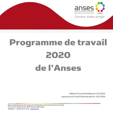 Le programme de l'ANSES pour 2020