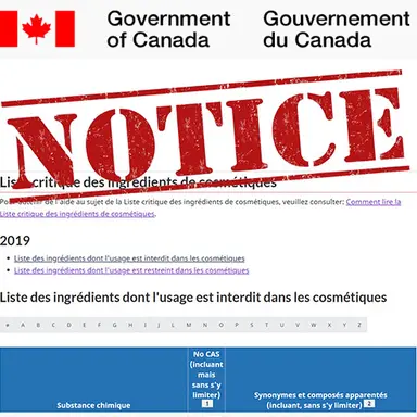 Canada : des modifications de la Liste critique des ingrédients cosmétiques sont à l'étude