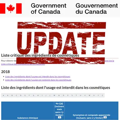Modifications de la Liste critique des ingrédients cosmétiques