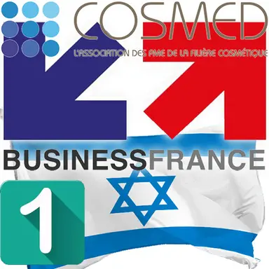 Logo Business France, Logo Cosmed, drapeau Israël